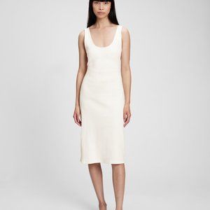 NWOT GAP Cross Back Midi Ribbed White Dress, Size XS